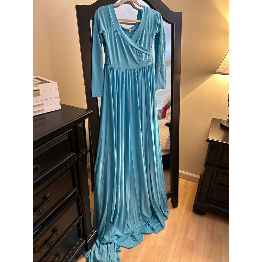 NEW Maternity Off Shoulder Half Circle Gown Photo Shoot Maxi Dress S